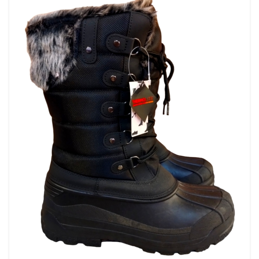 Winter Women's Black Fur-Lined Boots